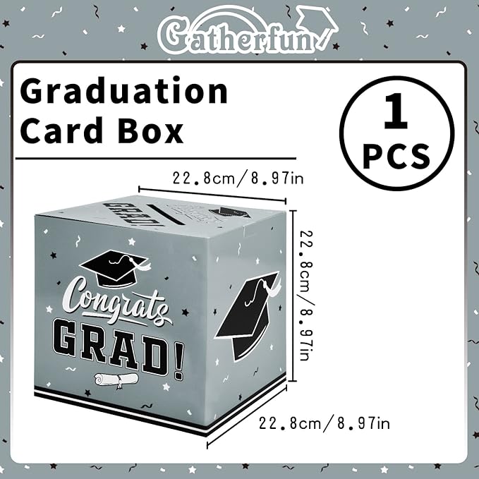 Gatherfun Graduation Party Decorations Graduation Box Graduation Card Box for Graduation Gift Graduation Party Favors Decor Party Supplies Silver