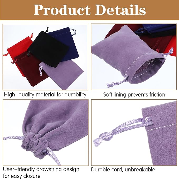 Teaaha 16PCS Dice Bag 3 X 4 Inch Small Velvet Drawstring Dice Velour Christmas Halloween Storage Bags Wedding Gift Pouch for Wrapping Jewelry, Resin Runes(8 Colors)