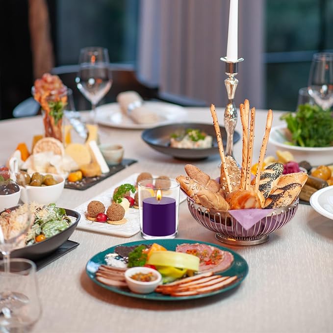 9 Packs Unscented Purple Votive Candles, Small 1.5 Inch by 1.25 Inch Colored Wax Candles for Wedding, Home Party Table Decoration - 8 Hours Burn Time