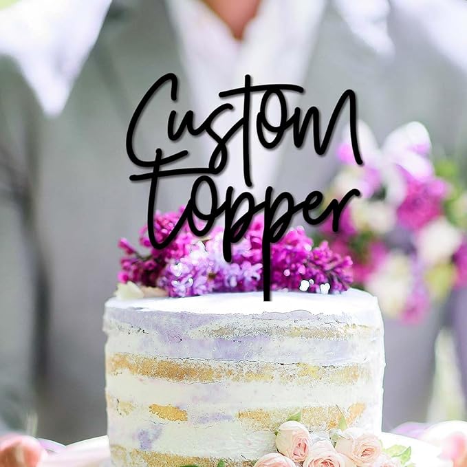 Personalized Birthday Cake Toppers 30 Colours with Any Text Wedding Cake Topper Mr Mrs Glitter Gold Happy Birthday Cake Decoration for Wedding Anniversary Baby Shower Custom Gifts