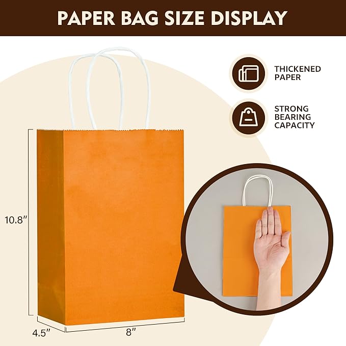 YEEHAW 24 Pack Small Gift Bags 5.8"×3.2"×8.25" Kraft Paper Bags with Handles, Party Favor Bags Bulk for Kids Birthday, Baby Shower, Crafts, Wedding, Party (6 Colors)