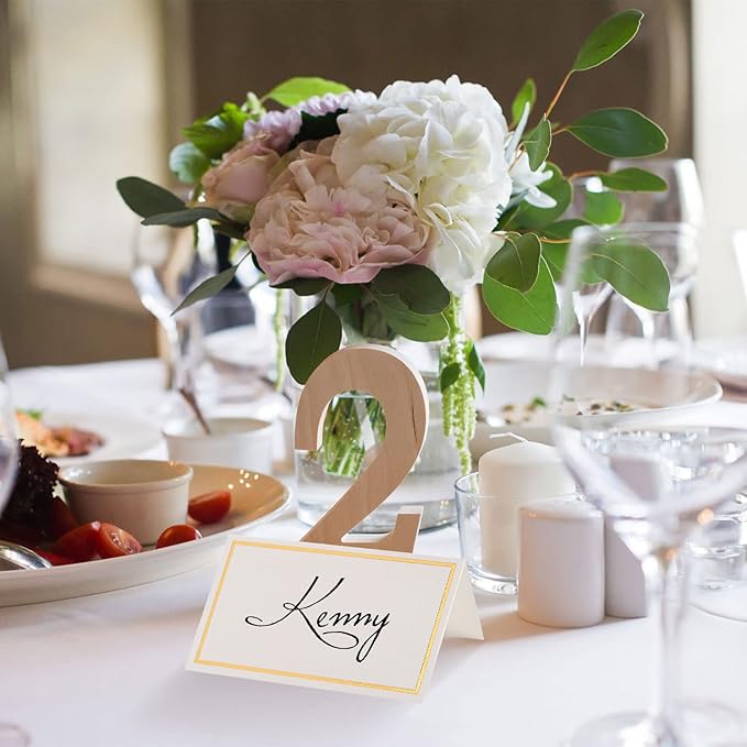 100 Pack Place Cards for Table Setting with Gold Foil Border Table Tent Cards for Seating Perfect for Weddings, Dinner Parties, Banquets 2” x 3.5”