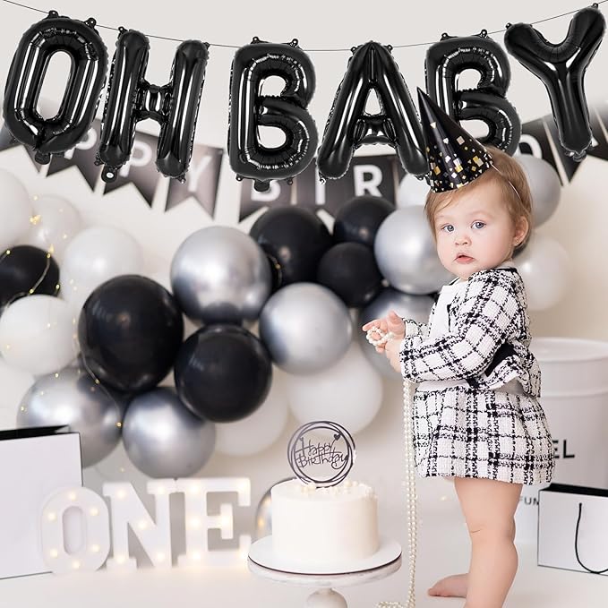 26 Pcs Black Letter Balloons,16 Inch Foil Alphabet Letter Balloons,Letter A-Z Balloon Banner Custom Phrase Balloon for Birthday Party Wedding Anniversary Decoration (Black 26pcs)