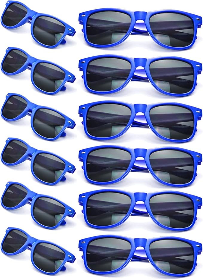 12 Pack Neon Colors Sunglasses Classic Retro Party Favors Sunglasses for Unisex Adult