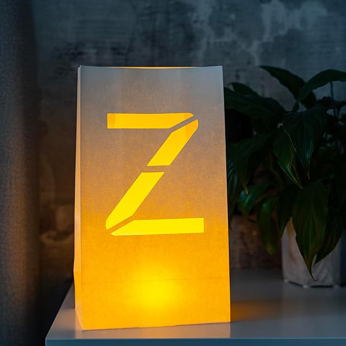 Light Up Letter Z - Luminary Bags Perfect for Personalized Happy Birthday Banner, Proposal Decorations, Engagement Party Decorations and Congratulations Banner for Your Loved One