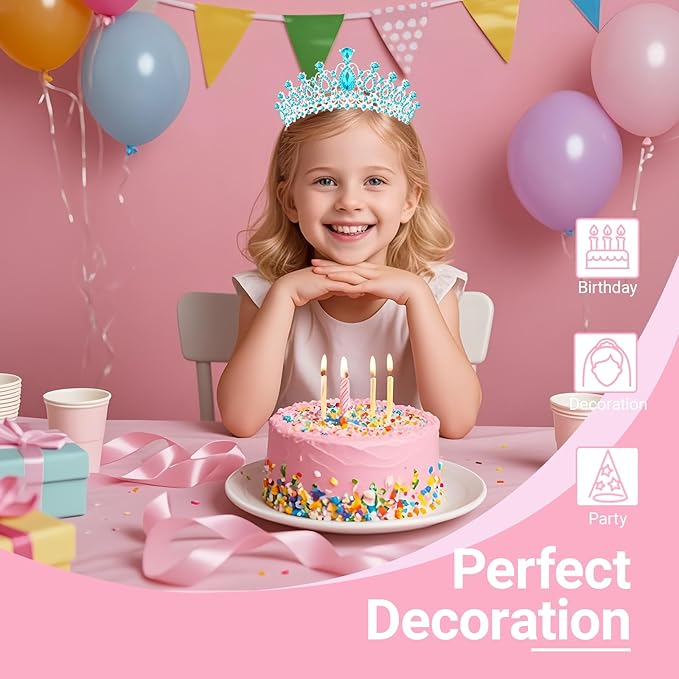 Tiara Crown for Women, Headband Hair Accessories for Birthday Wedding Party Costume (C-Blue)