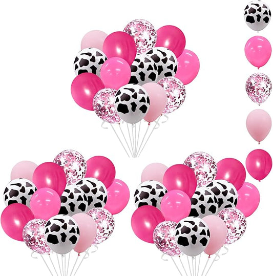 Cowgirl Balloons 95pcs Pink Western Cow Print Latex Confetti Balloon for Western Disco Cowgirl Retro Horse Last Rodeo Bachelorette Party Cow Theme Baby Bridal Shower Wedding Birthday Decor