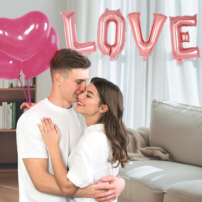 26 Pcs Rose Gold Letter Balloons,16 Inch Foil Alphabet Letter Balloons,Letter A-Z Balloon Banner Custom Phrase Balloon for Birthday Party Wedding Anniversary Decoration (Rosegold 26pcs)