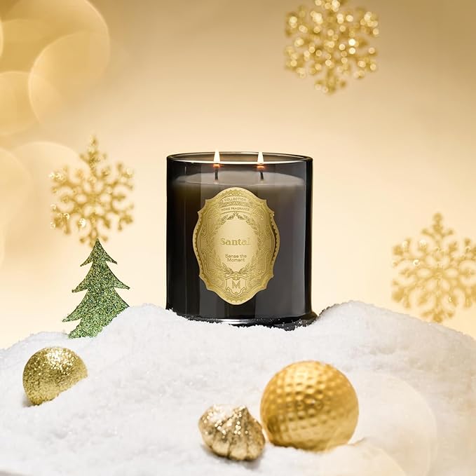 M&SENSE Santal Candles for Home Scented, 2 Wick 12.7oz Soy Wax Candles Non Toxic,70 Hours Long Burning,Luxury Candles Gift for Stress Relief, Meditation, Yoga