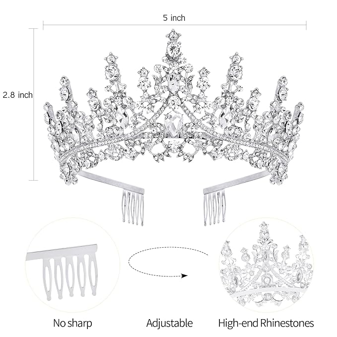 VELSCRUN Silver Crystal Birthday Tiara Crowns for Women Girls It's My Birthday Sash Queen Girls Princess Crown with Combs Happy Birth Party Decorations Mom Sisters Birth Gift Hair Accessories