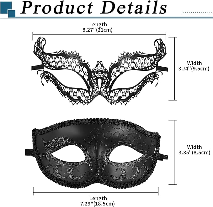 OIDEA Masquerade Mask for Couple - Roman Greek Venetian Mask Halloween Prom Party Costume Ball Mardi Gras Mask for Women Men
