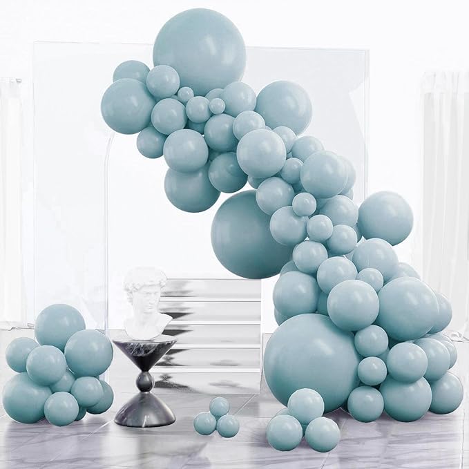 PartyWoo Dusty Blue Balloons 85 pcs Different Sizes of 18 12 10 5 Inch Light Blue Aqua Balloon Arch Kit Garland for Graduation Wedding Baby Shower Gender Reveal Birthday Party Decorations Blue-F28