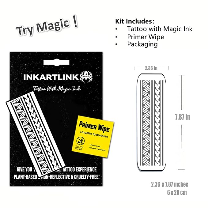 INKARTLINK semi-permanent temporary tattoos, realistic arm tattoos, waterproof and non-reflective, exquisite packaging, unique design (Armband 7)