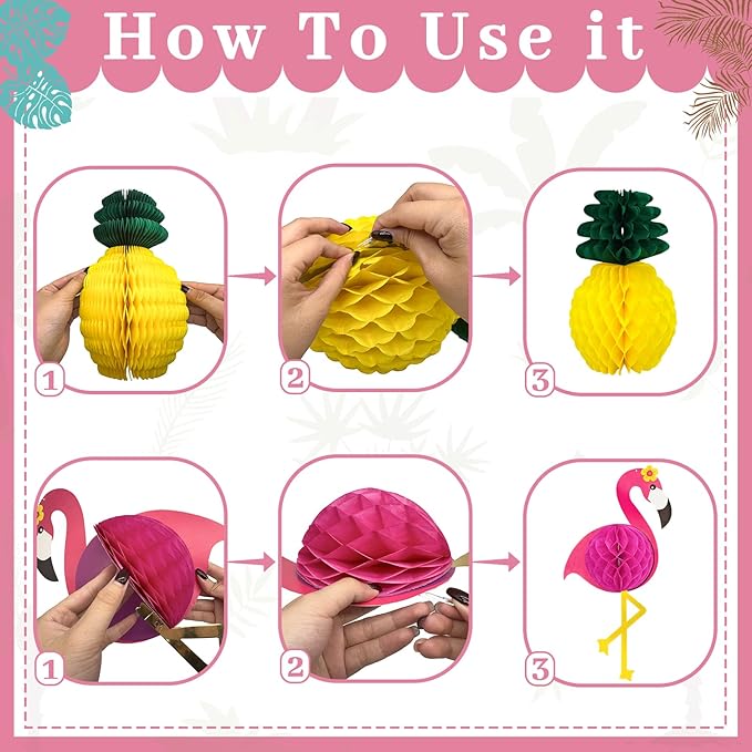 24 Pcs flamingo party decorations, Hawaiian Aloha Party Decorations, Luau Party Decorations, Flamingo Birthday Decorations Include Aloha Banner Flower Palm Flamingo Foil Ceiling For Summer Decorations