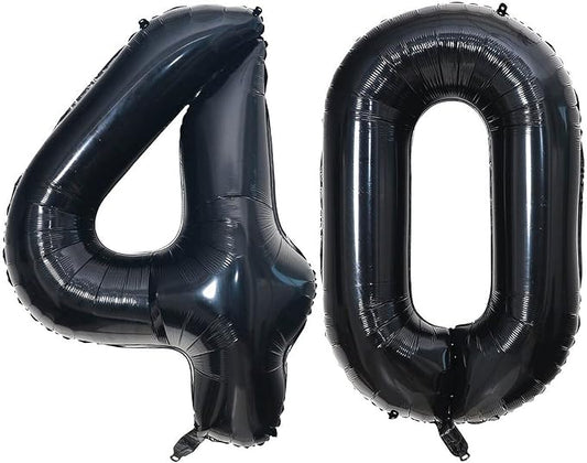 40 Inch Black 40 Number Balloons Giant Jumbo Huge 40 Foil Mylar Helium Number Digital Balloons Black Birthday Mylar Digital Balloons 40th Birthday Party 40th Anniversary Events Party Decorations