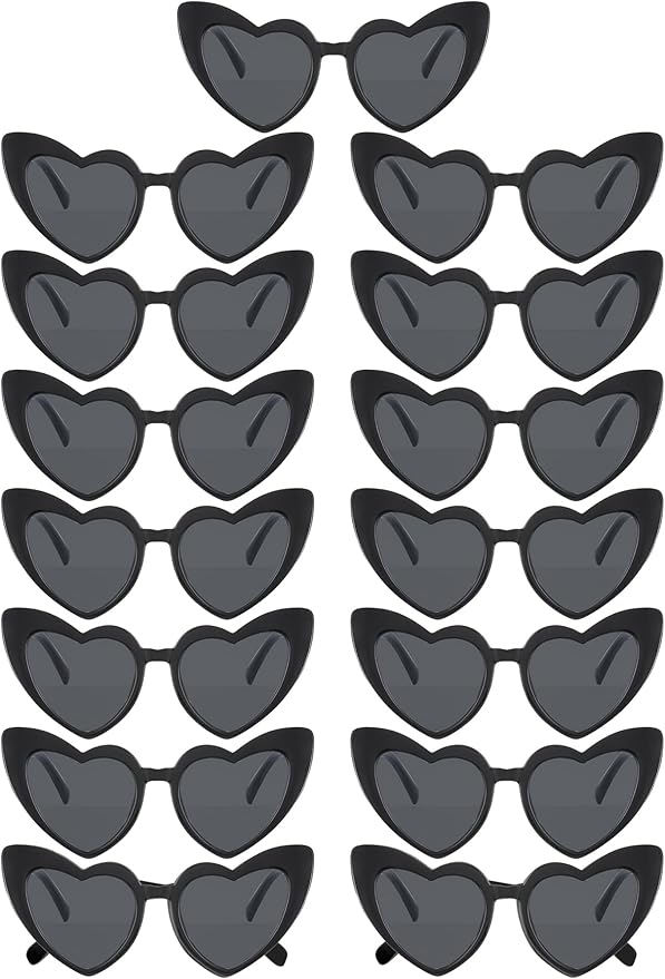 Flutesan 15 Pairs Heart Shaped Sunglasses Vintage Cat Eye Sunglasses for Bachelorette Party Supplies