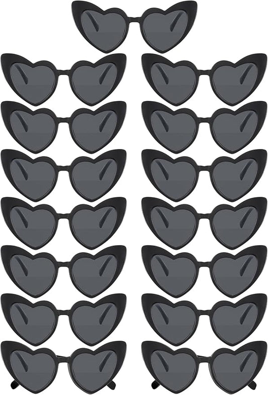 Flutesan 15 Pairs Heart Shaped Sunglasses Vintage Cat Eye Sunglasses for Bachelorette Party Supplies