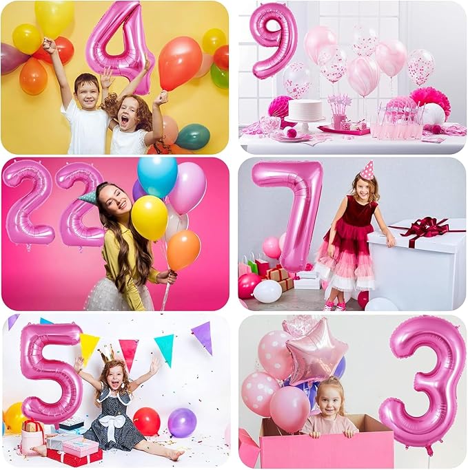 Pink Number Balloons, Large Hot pink Number 4 Balloon 40 Inch Pink 4 Balloon for Men Women Boys Girls 4th Birthday Party Decoration