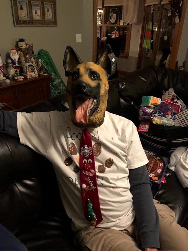 Dog Head Mask Halloween Party Dog Costume Masks Mask Underdog Costume Latex Animal Head Mask (German shepherd)
