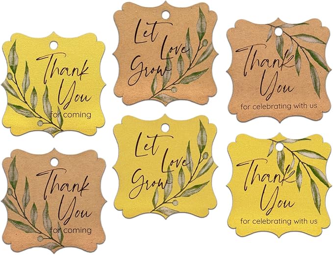 Summer-Ray 50pcs Thank You Tags Wedding Birthday Bridal Shower Favors Gift Tags with Olive Leaves (Kraft Brown Thank You for Coming)