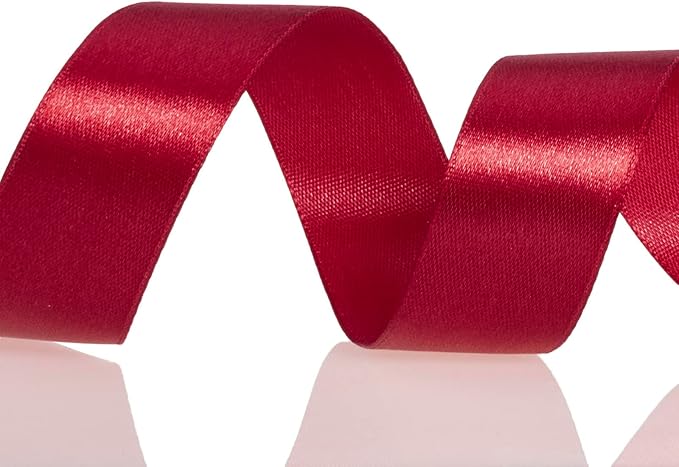 1 Inch Dark Red Solid Satin Ribbon, 50 Yards Craft Fabric Ribbon for Gift Wrapping Floral Bouquets Wedding Party Decoration