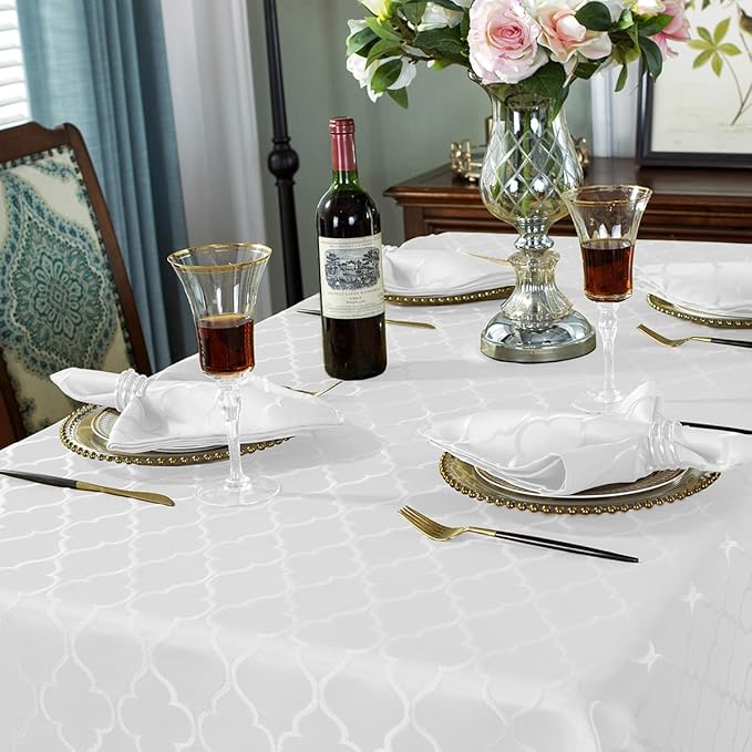 SASTYBALE Jacquard Cloth Napkins 20 x 20 Inch Flower Pattern 4 Pieces Solid Washable Comfortable for Restaurant Family Dinners Weddings Parties and Banquets(Square, 20 inch x 20 inch,White)