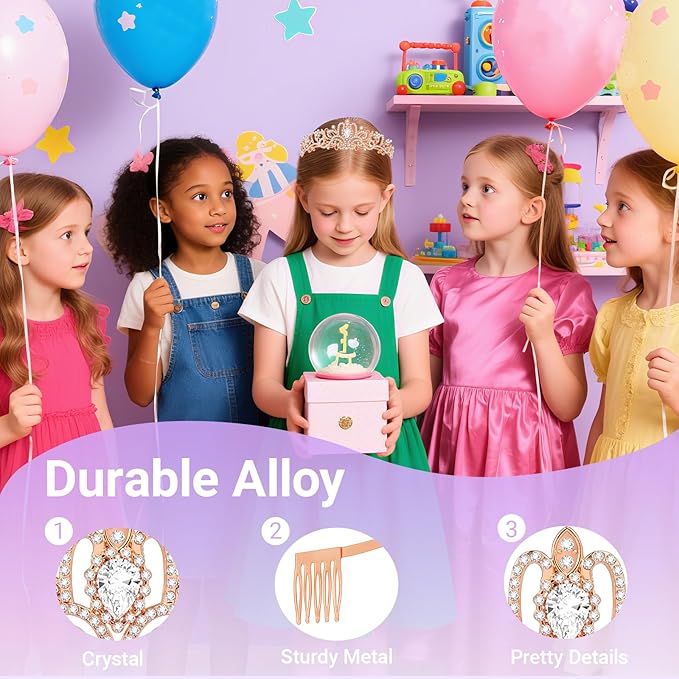 Tiara Crown for Women, Queen Tiara for Birthday Prom Bridal Party Custome Rose