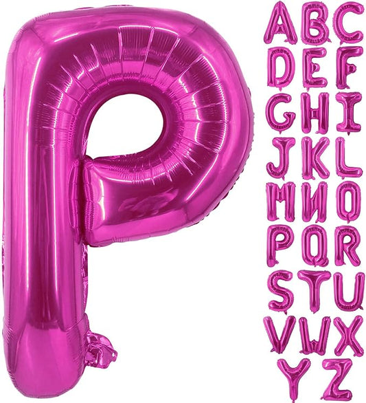 Lovoir 40 Inch Large Hot Pink Letter P Balloons Big Size Jumbo Mylar Foil Helium Balloon for Birthday Party Celebration Decorations Alphabet Hot Pink P