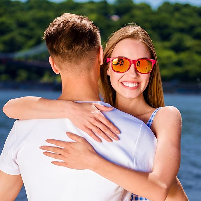 Fsmiling Hotpink Sunglasses Bulk Adult Party Sunglasses 80s Sunglasses Pack for Men Women Valentine's Day Party Favors-10Pack