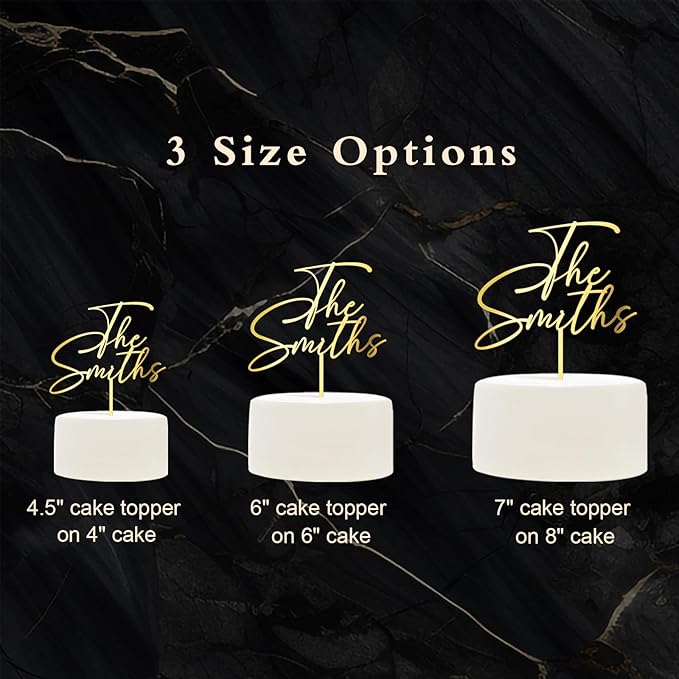 Personalized Wedding Cake Topper in Acrylic Custom Bride and Groom Last Name Cake Decoration