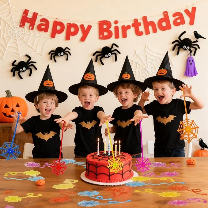 50 Pcs Spider Web Sticky Hands for Kids Bulk Halloween Party Favors Decorations,Pinata Stuffers for Kids,Spider Webs for Classroom Prizes,Halloween Goodie Bags Stuffers Sticky Hands Toys for Boys Girl