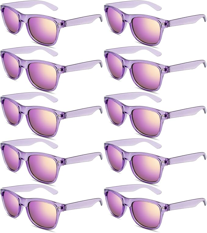 Pibupibu 10/20 Pack Neon Party Sunglasses Bulk,Wholesale Retro 80s Colorful Mirrrored Lens Sunglasses Party Favors