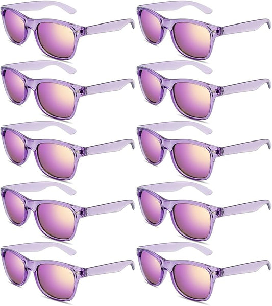 Pibupibu 10/20 Pack Neon Party Sunglasses Bulk,Wholesale Retro 80s Colorful Mirrrored Lens Sunglasses Party Favors