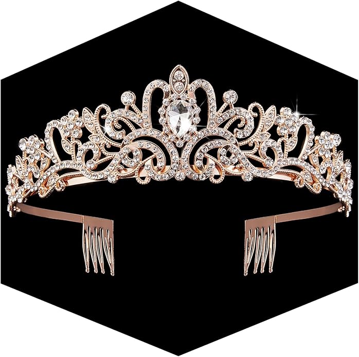 Gold Crown for Women Crystal Princess Tiaras Rhinestone Queen Headband Wedding Bridal Hair Accessories Birthday Prom Pageant Party Coming of Age Ceremony Photo Props