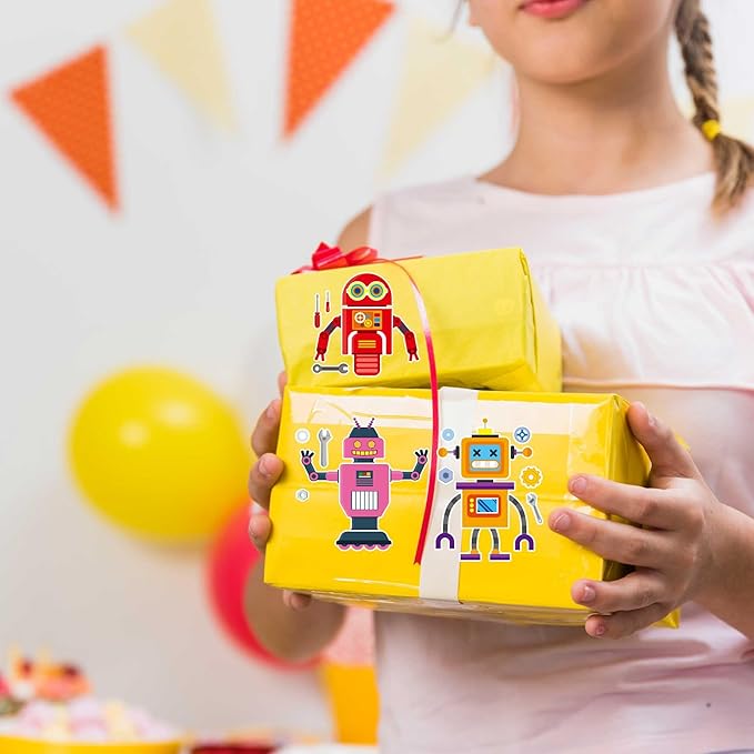 Create-Your-Own-Sticker, 32 Sticker Sheets for Kids Party Favors, Robot Stickers for Kids, Sticker Faces for Kids, Educational Party Favors, Birthday Party Activities, Robot Birthday Party Supplies
