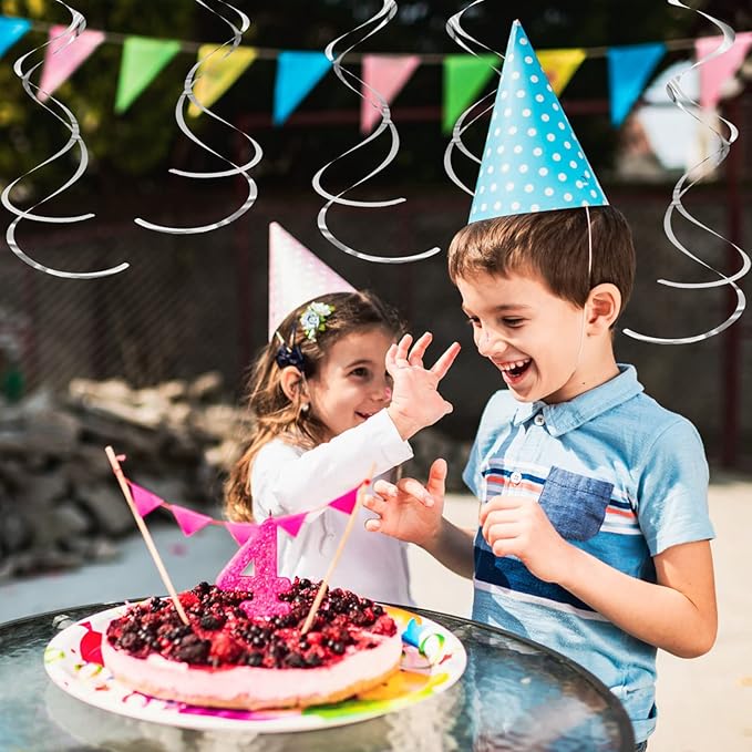 Silver Hanging Swirls Party Decorations 30 pcs Ceiling Swirl Foil Decoration for Parties