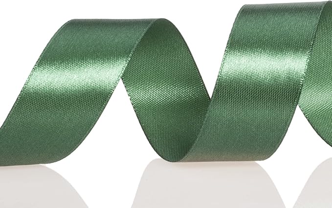 1 Inch Dark Green Solid Satin Ribbon, 50 Yards Craft Fabric Ribbon for Gift Wrapping Floral Bouquets Wedding Party Decoration