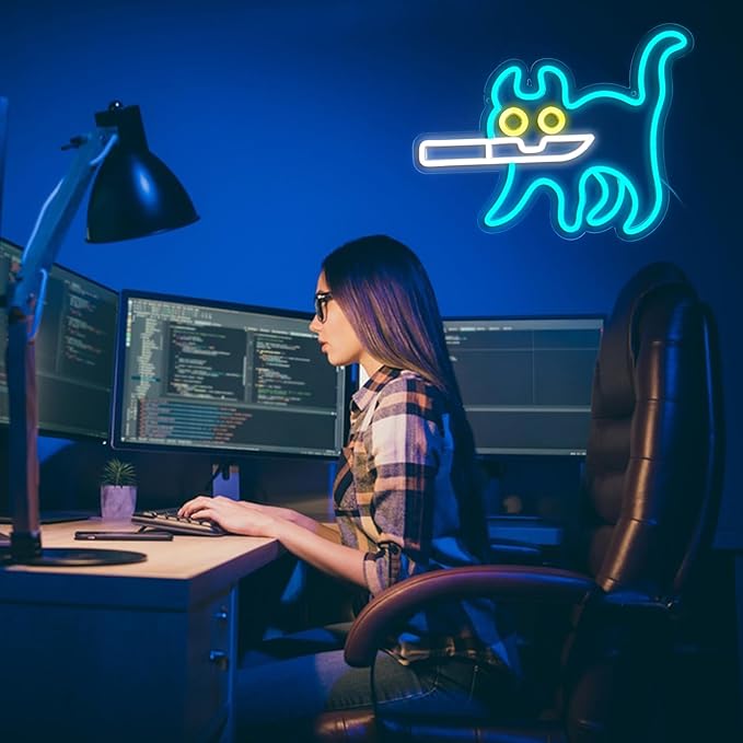 Cat Neon Sign Funny Room Decor Sign Cat Decor For Kitchen Cat Room Decor For Girls Bedroom Home Living Room Gifts For Cat Lovers Kids Night Light