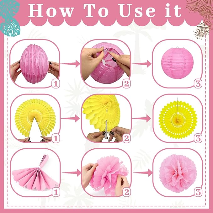 24 Pcs flamingo party decorations, Hawaiian Aloha Party Decorations, Luau Party Decorations, Flamingo Birthday Decorations Include Aloha Banner Flower Palm Flamingo Foil Ceiling For Summer Decorations