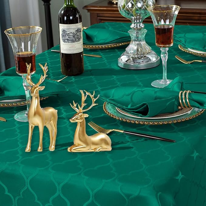 SASTYBALE Rectangular Jacquard Cloth Napkins Square 20 x 20 Inch Set of 4, Flower Pattern Polyester Napkin Spill Proof Wrinkle Resistant Dust-Proof Napkin for Kitchen Dining Tabletop (Green)