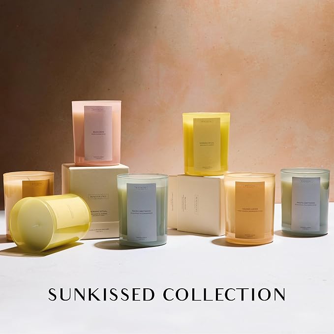 Rose & Sandalwood Scented Candle | 11oz, 60 Hour Burn | Natural Soy Wax, Cotton Wick | Fall & Holiday Candles | Christmas Scented Candles for Home | Benevolence LA Sun-Kissed Collection - Beach Rose