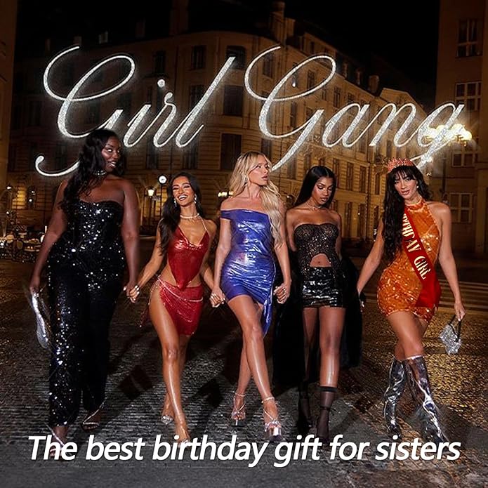 VELSCRUN Birthday Tiara Crowns for Women Girls Crystal Birthday Girl Headband Sash Elegant Princess Crown Happy Birth Party Decorations Women Sisters Birth Gift Hair Accessories