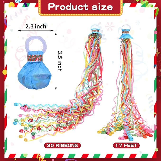 Streamer Poppers 100Pack Colorful, Confetti Streamers No Mess Party Poppers, Hand Thrown Streamers for Weddings Birthdays Events, Quiet Easy Cleanup (Colorful, 100Pack)