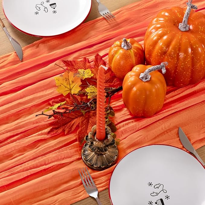 Fall Table Runner Orange Cheesecloth Table Runners 10 Pack 10FT Baby Shower Decoration 120 Inches Table Decor Dining Room Centerpiece Thanksgiving Wedding Boho Baby Shower Birthday