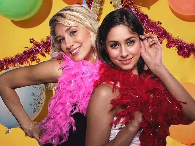 Feather Boa with Heart Rimless Sunglasses,4 ft Feather Boa for Bachelor Party Halloween Christmas Costume Accessory
