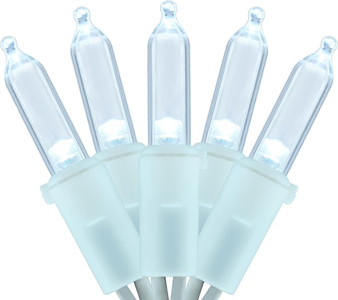 YULETIME 200 White LED Christmas Lights with White Wire, Pack of 2 Strands 33 Feet 100 Lights UL Certified Holiday String Light Set