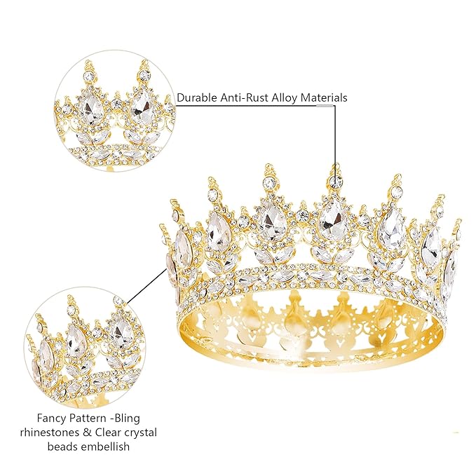 Queen Crowns for Women, Birthdays, Rhinestone Tiara Gifts, Princess Headband, Sweet Accessories