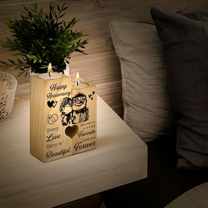 Happy Anniversary Wedding Gifts for Wife, Girlfriend, Her, Couples Gift Candlestick, Romantic Anniversary Wedding Presents for Husband, Him, Boyfriend