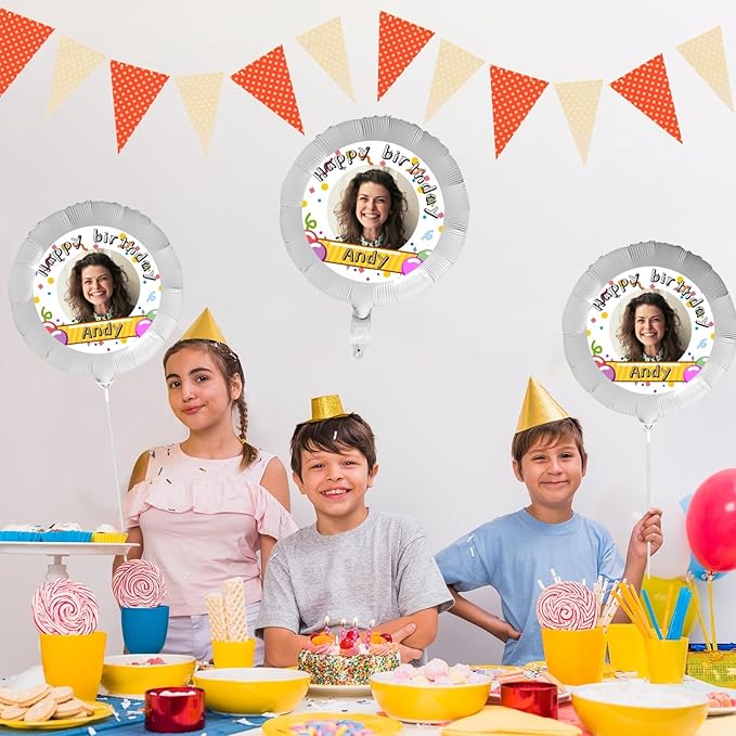 Custom Balloons Photo Text Party Personalized Picture Balloons with logo Names Balloons First Birthday, Birthday Party, 16 years old Party, Christmas Party Balloon With Stand and Pump