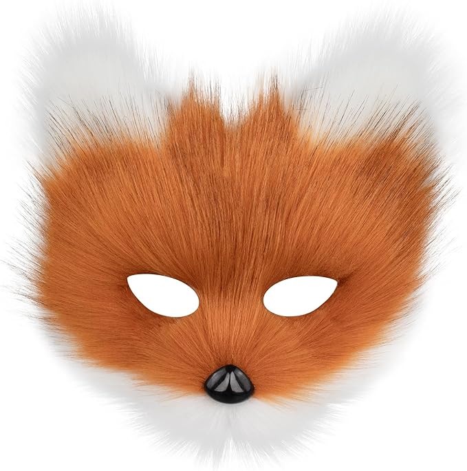 Animal Fox Wolf Mask Halloween Party Cosplay Costumes Props Plush Cat Half Face Masks Carnival Christmas Masquerade